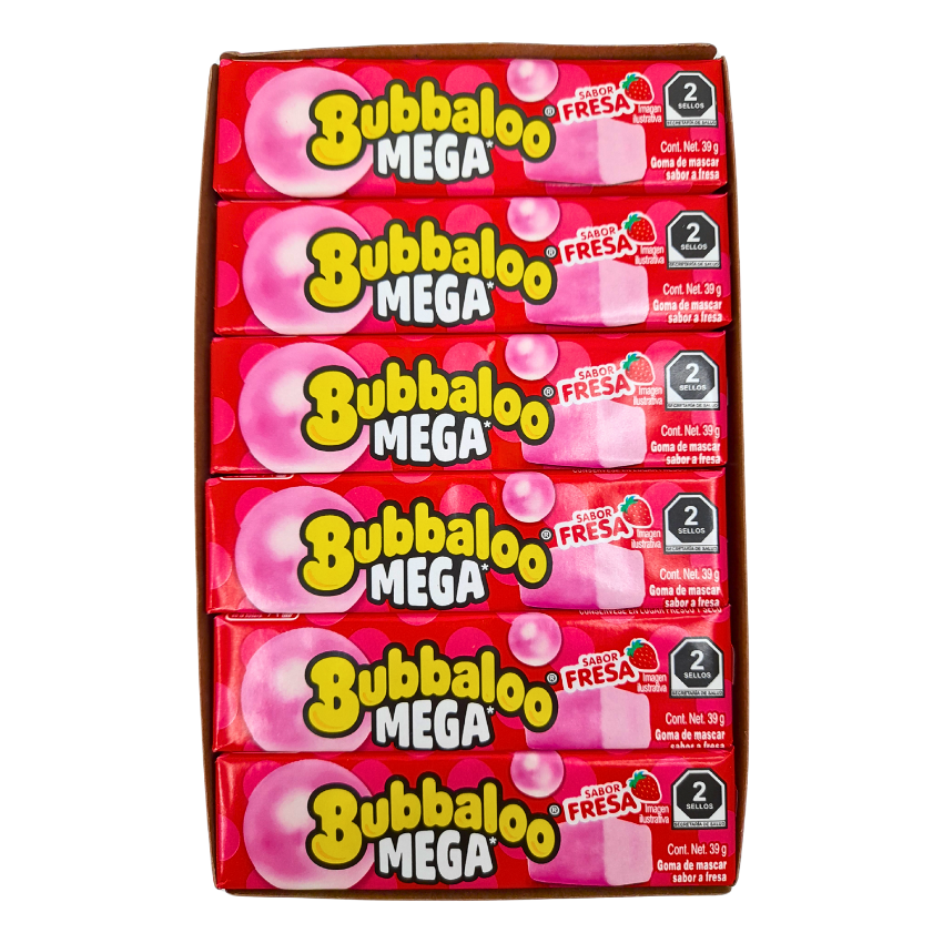 Adams Bubbaloo Chicle Mega Fresa 18 Piezas