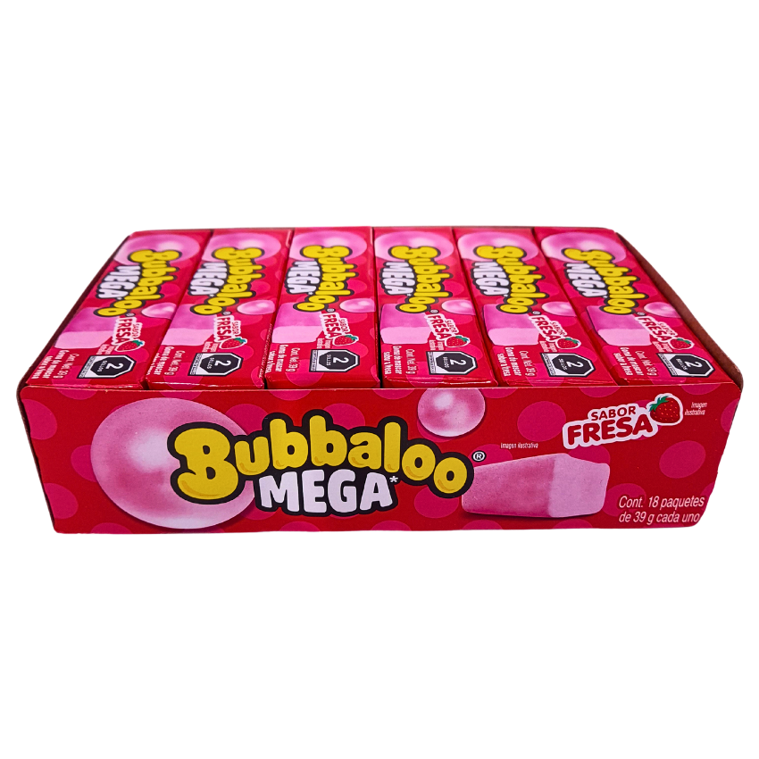 Adams Bubbaloo Chicle Mega Fresa 18 Piezas