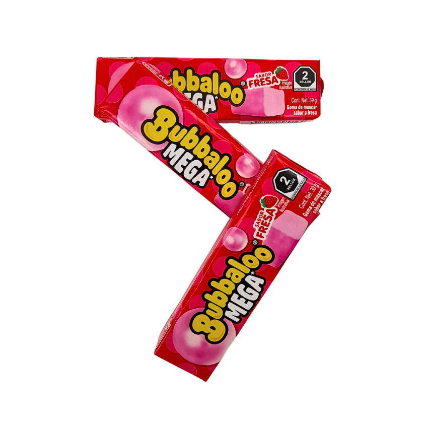 Adams Bubbaloo Chicle Mega Fresa 18 Piezas