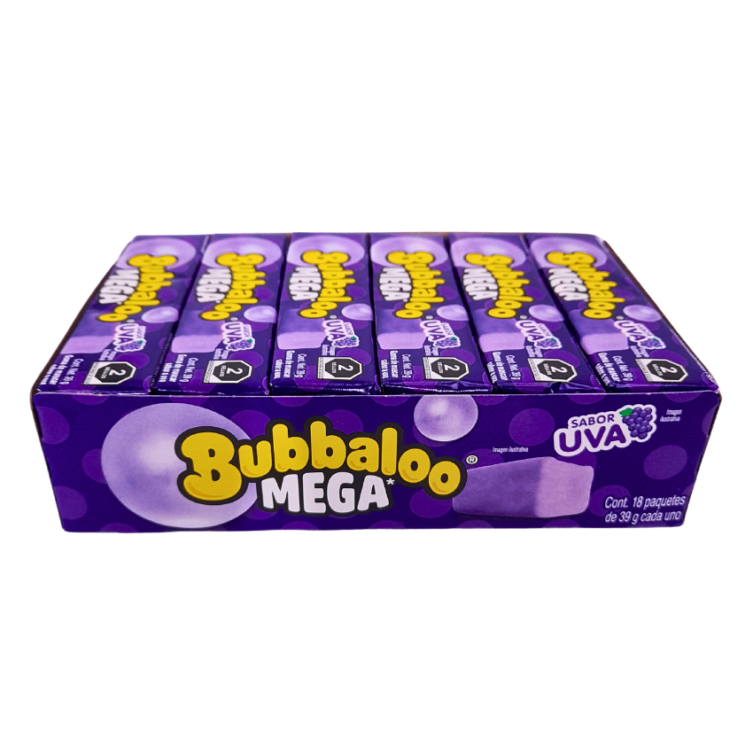 Adams Bubbaloo Chicle Mega Uva 18 Piezas