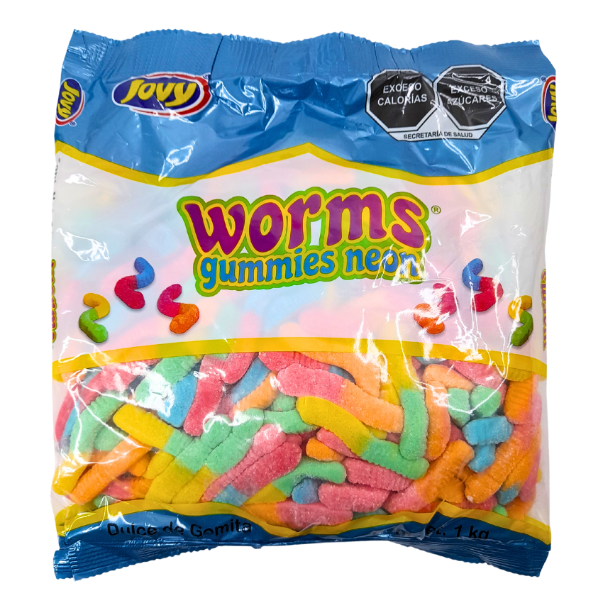 Jovy Candy Gomita Worms Gummies Neón 1kg