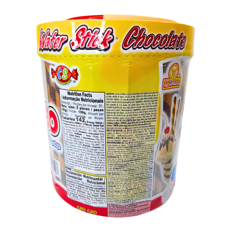 barquillo bisabor relleno con chocolate wafer stick las delicias