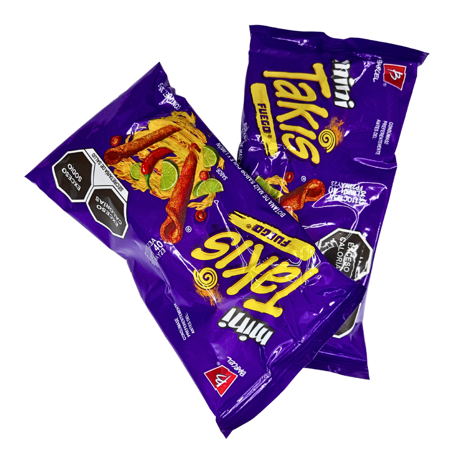 botana de maíz espolvoreado con sabor chile y limón fuego takis barcel