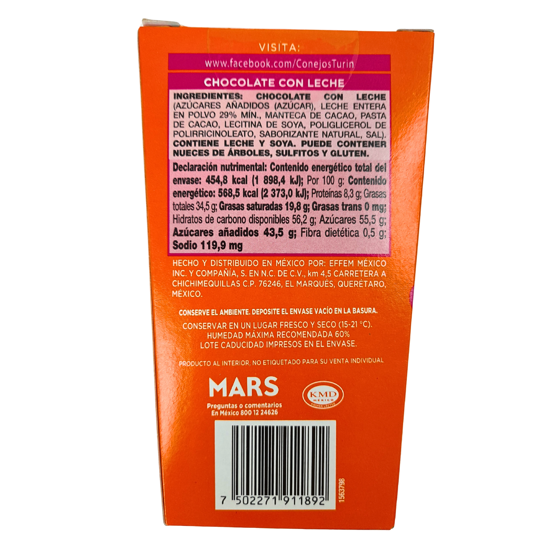Mars Chocolate Turin Conejos San Valentín 80gr