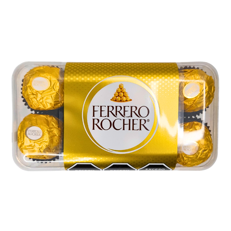 chocolatina rellena de oblea y caramelo suave sabor avellana cubierta de chocolate y almendras ferrero rocher