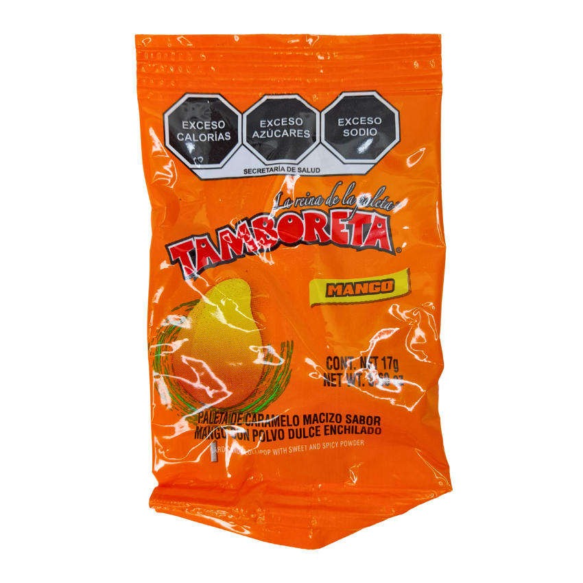 paleta de caramelo macizo sabor frutal con chile en polvo tamboreta tm