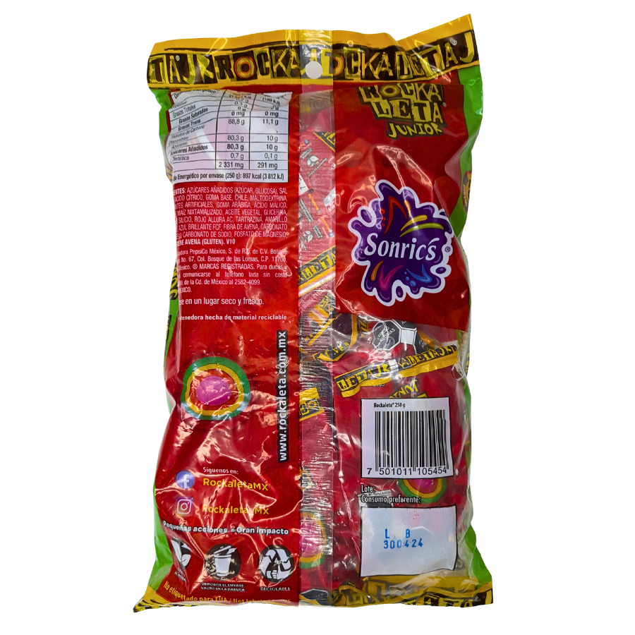 paleta multicapa rellena con goma de mascar rockaleta sonrics