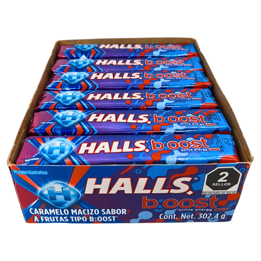 Adams Halls Pastilla Frutas Boost 12pz