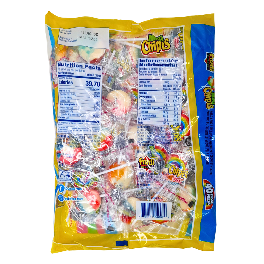 paleta de caramelo macizo multisabor mini chipios fradi