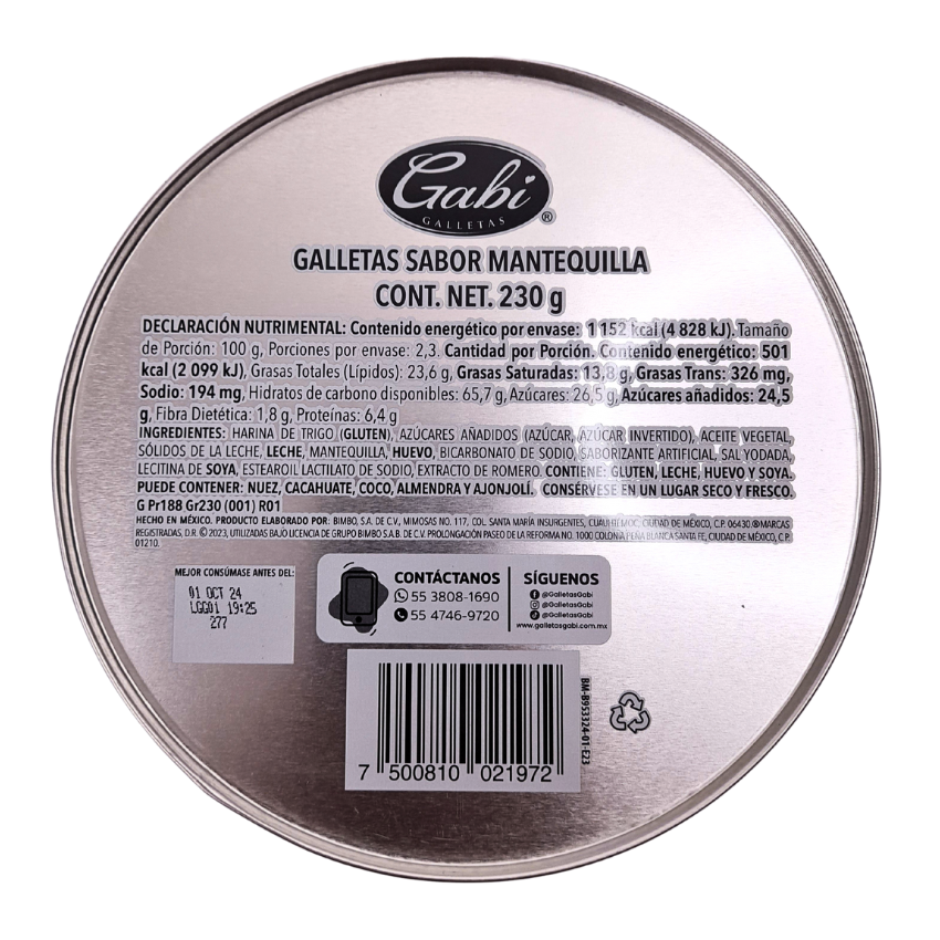 Galletas Navideñas Mantequilla Fina Gaby Estuche Metálico 230gr