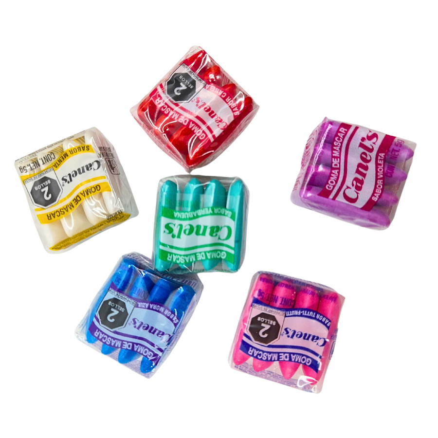 goma de mascar confitada con sabores frutales canels original 4 piezas