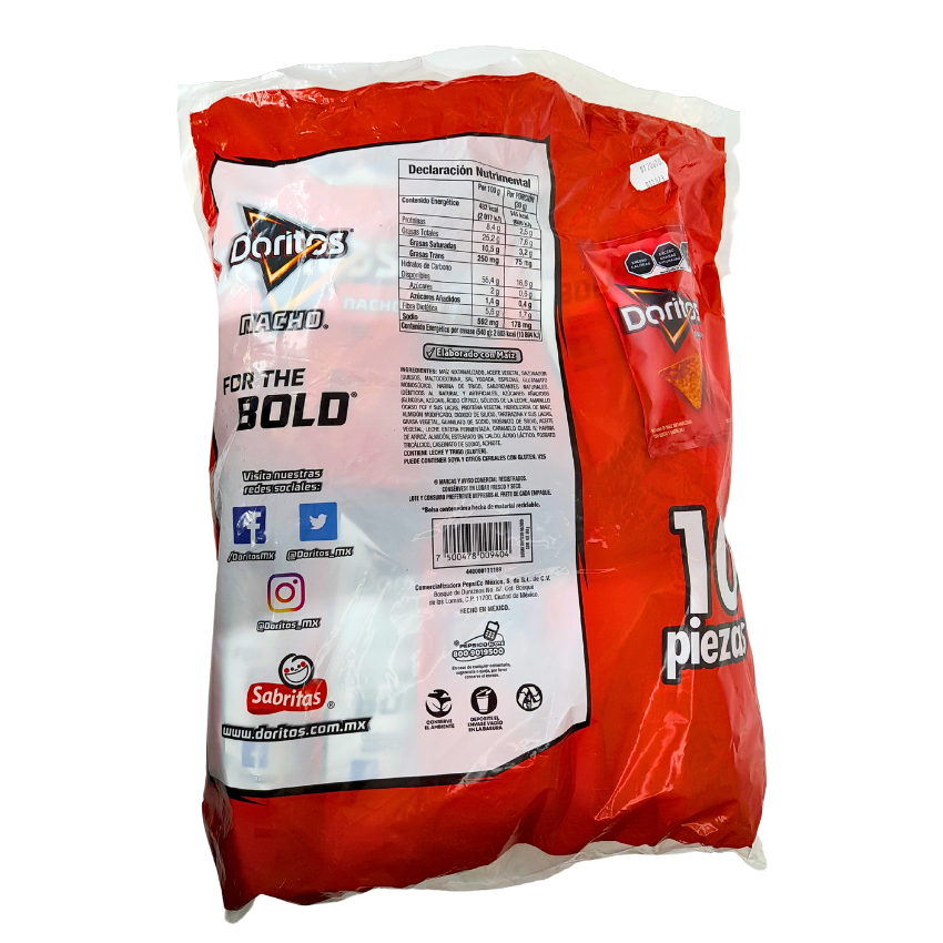 botana de maíz doritos nacho sabritas
