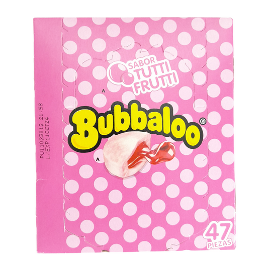 goma de mascar rellena con jalea sabor tutti frutti bubbaloo adams