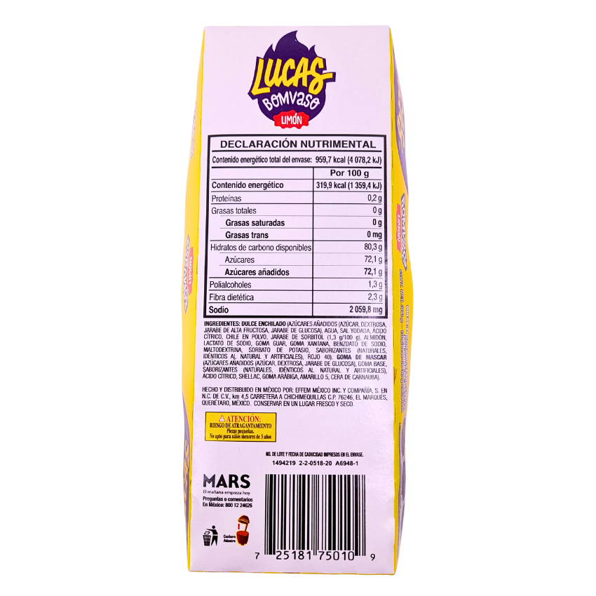 Mars Lucas Bomvaso Limón 10 Piezas