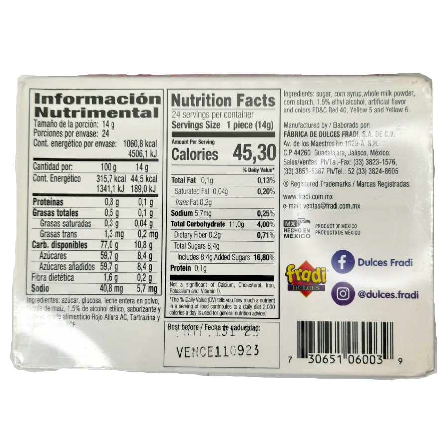caramelo suave artesanal envinado sabores piña fresa y vainilla borrachitos fradi
