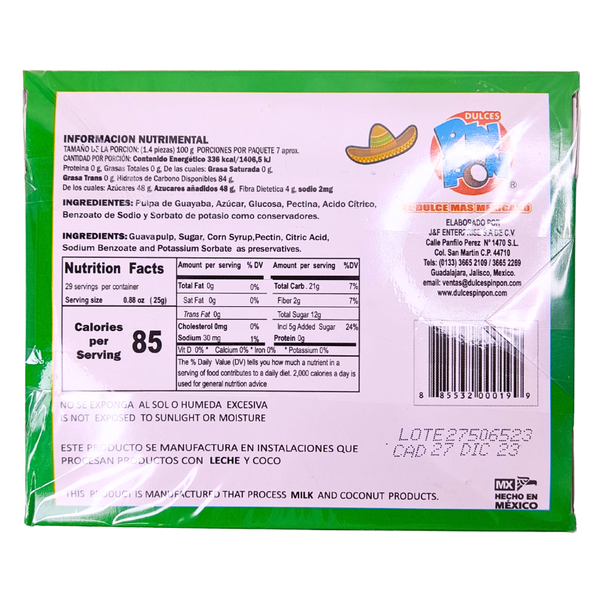 caramelo típico artesanal rollo de guayaba pin pon