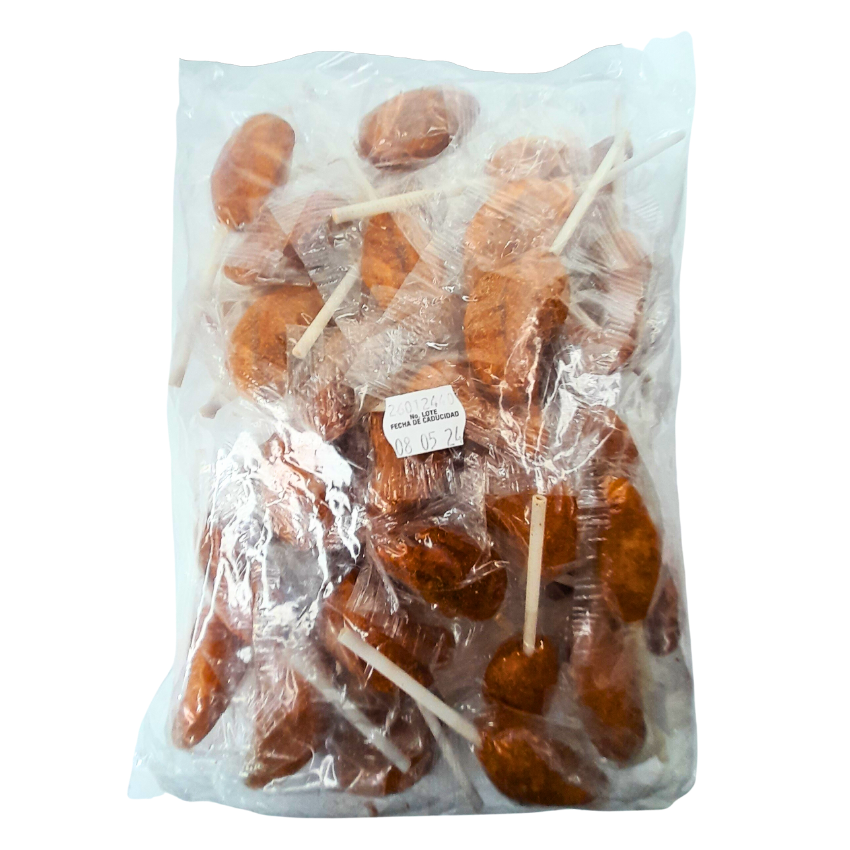 paleta de caramelo macizo artesanal sabor mango con chile el carnal