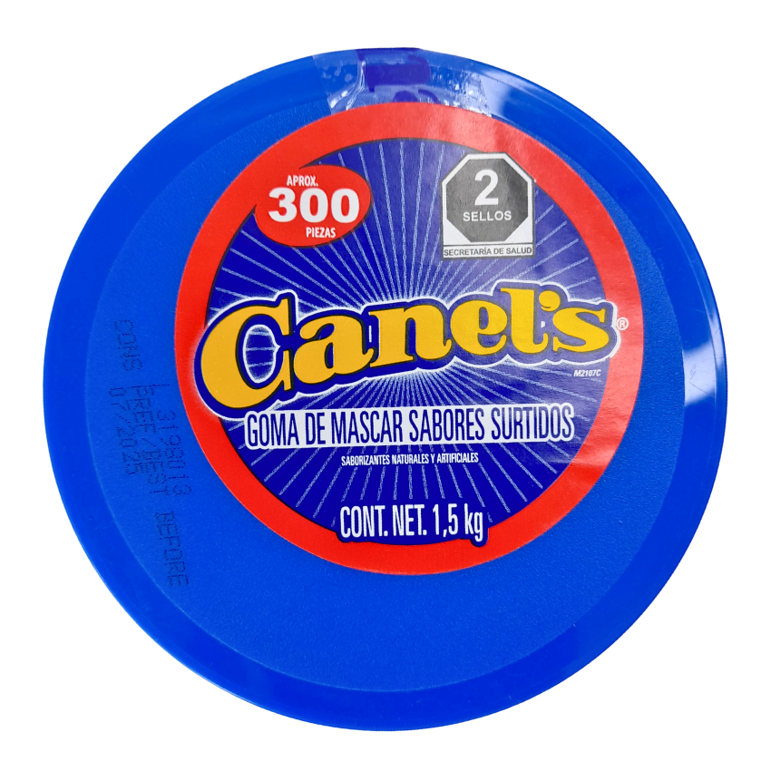 frasco con goma de mascar confitada clásica canels
