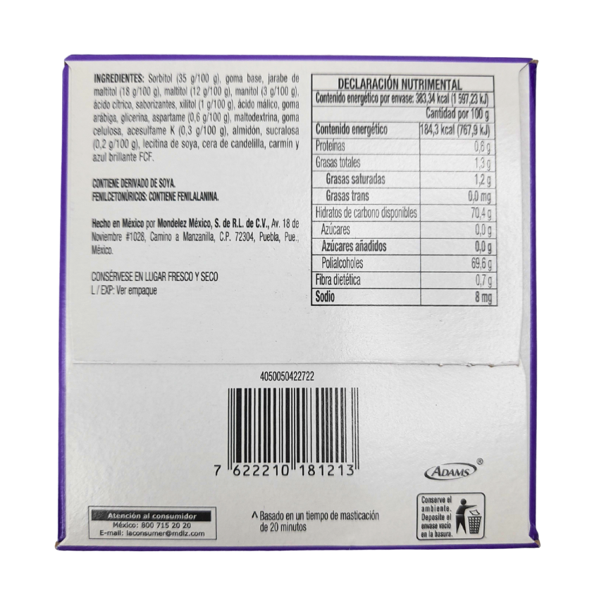 Adams Chicle Trident 4’s Pack Mora Azul 40pz