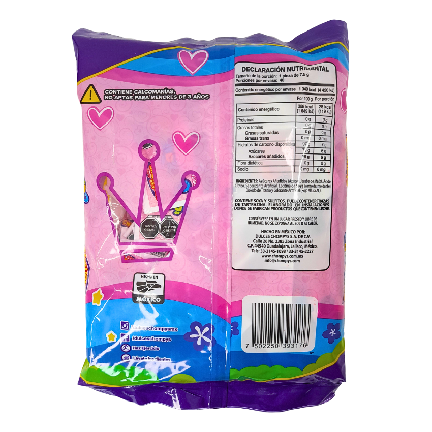 paleta de caramelo macizo sabor fresa cereza calcauñas de chompys