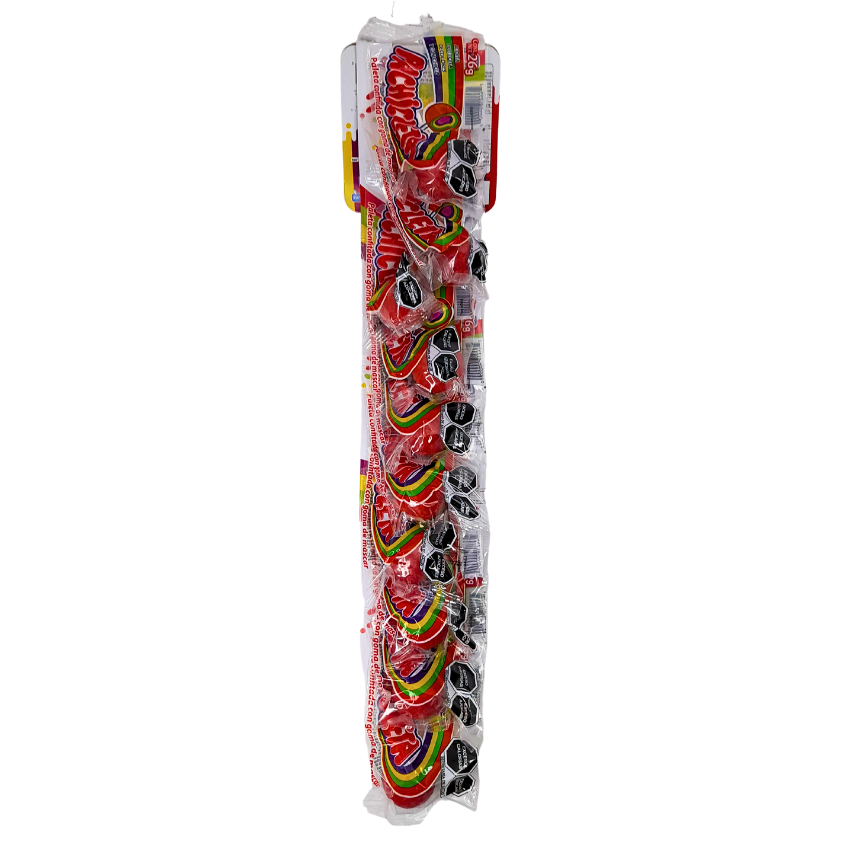 paleta confitada multi capa con goma de mascar y caramelo suave pachicleta