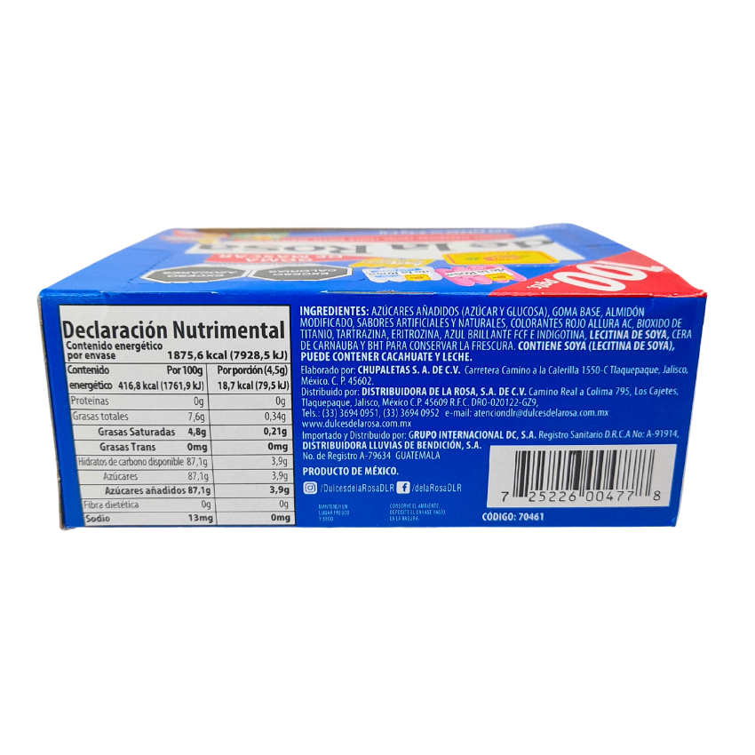 Goma de mascar De la Rosa 4’s Caja 100 Piezas