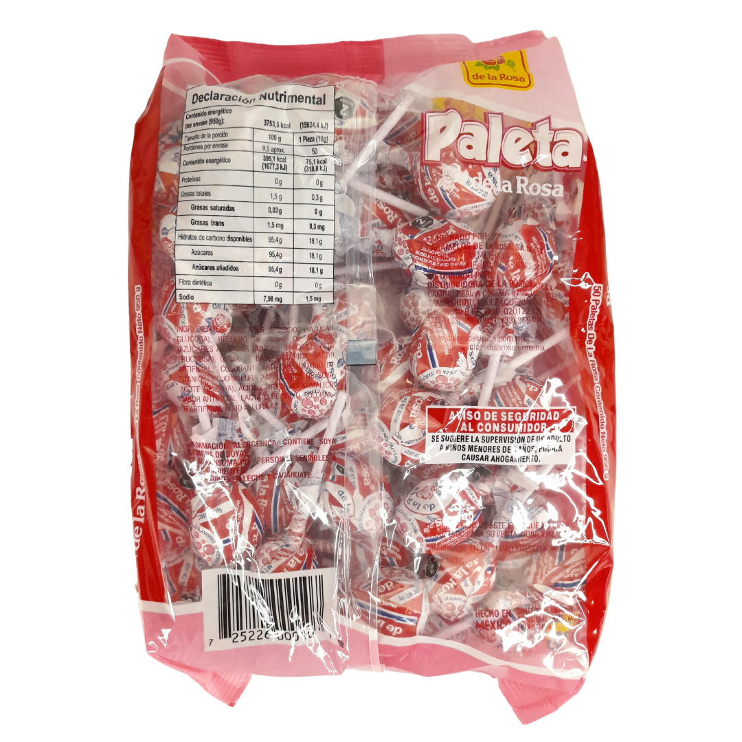paleta de caramelo macizo rellena de chicle jumbo cereza de la rosa