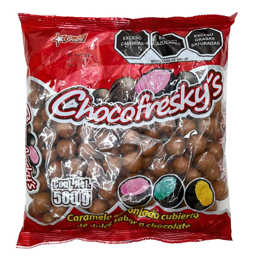 caramelo esponjado con sabores frutales cubierto de chocolate