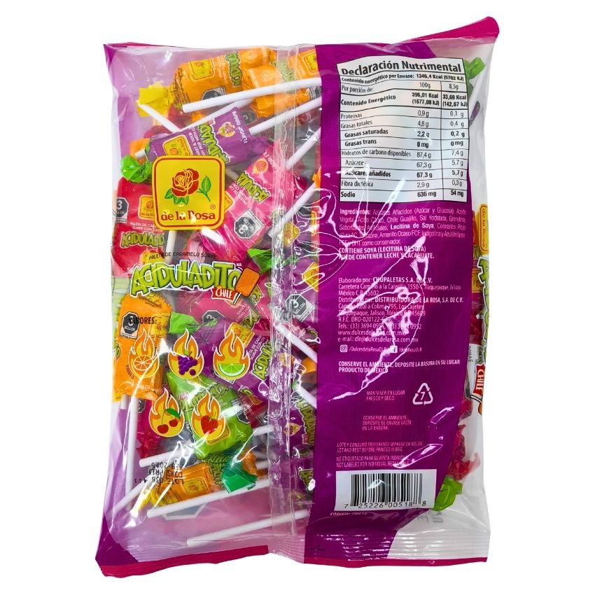 De la Rosa Paleta Suave Aciduladito Chile 40pz