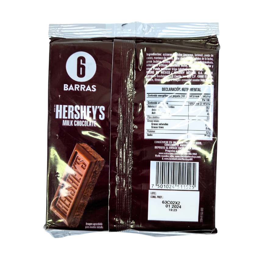 Hershey's Barra Chocolate con Leche 6pz
