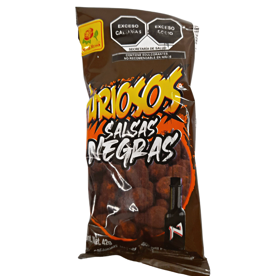 cacahuate japonés furiosos con sabor a salsa negra de la rosa