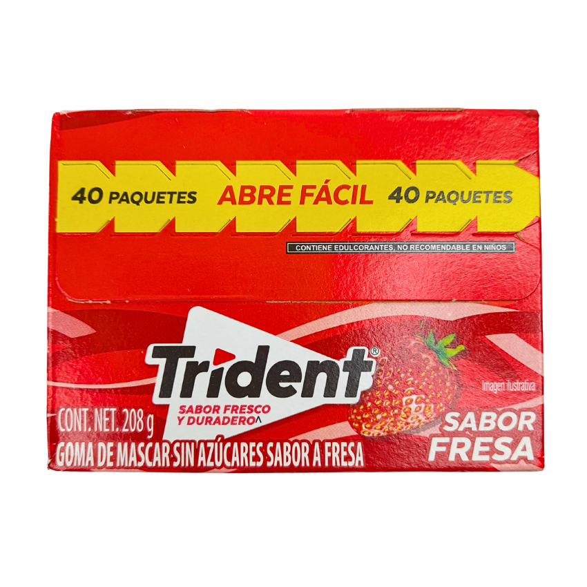 Adams Trident Fresa 4’s Pack 40 Piezas