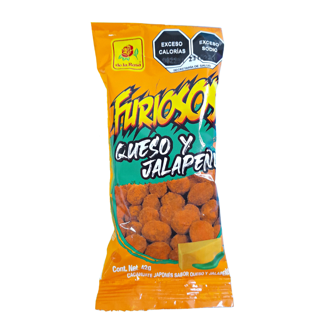 cacahuate japonés con sabor a queso y jalapeño de la rosa furiosos