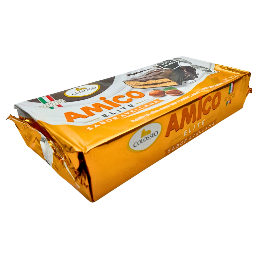 pastelito de avellana con relleno de crema cubierto con chocolate con leche amigo elite colosseo