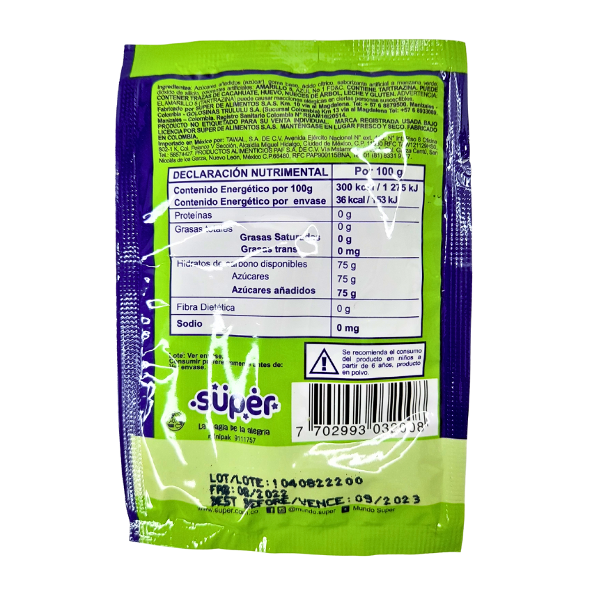 sobrecitos de chicle en polvo con sabores frutales oka loka