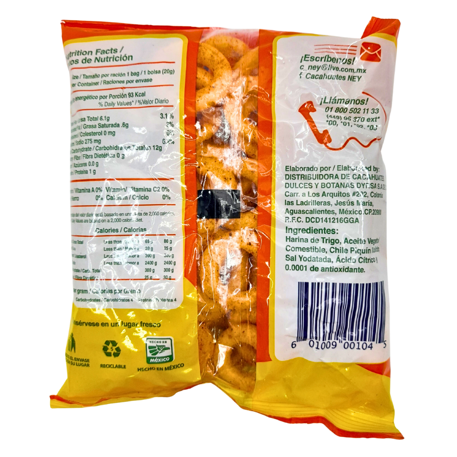 fritura de harina donitas ney sabor chile y limón