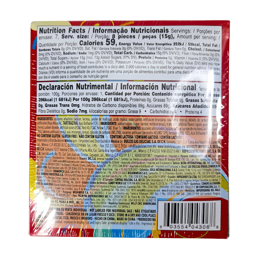 caramelo explosivo con sabores frutales trueno pop delicias