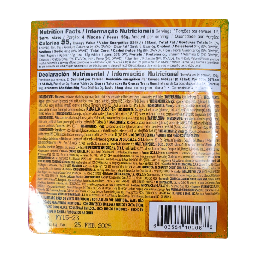 caramelo crocante tronador acidulado con sabores frutales frutal soda las delicias