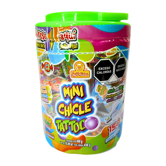 goma de mascar con sabores frutales y tatuaje de fantasía chicle tattoo las delicias