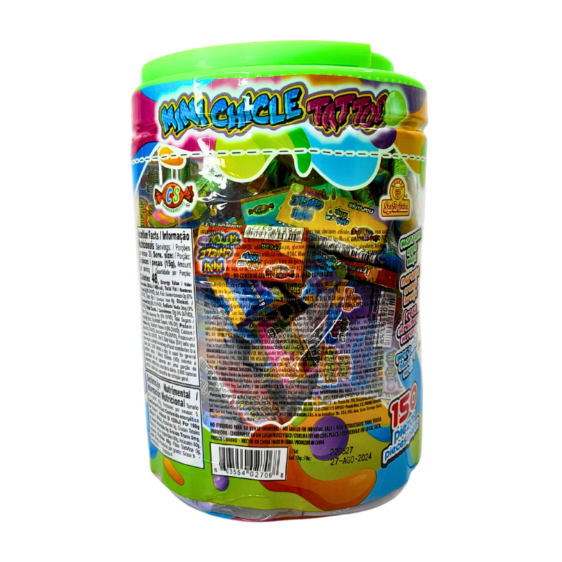 goma de mascar con sabores frutales y tatuaje de fantasía chicle tattoo las delicias