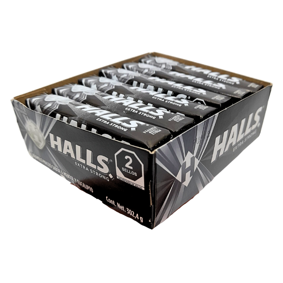 pastilla de caramelo macizo refrescante halls menta fuerte adams