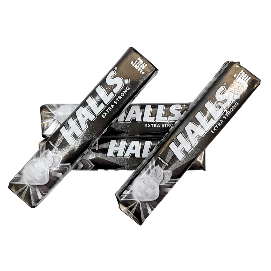 pastilla de caramelo macizo refrescante halls menta fuerte adams