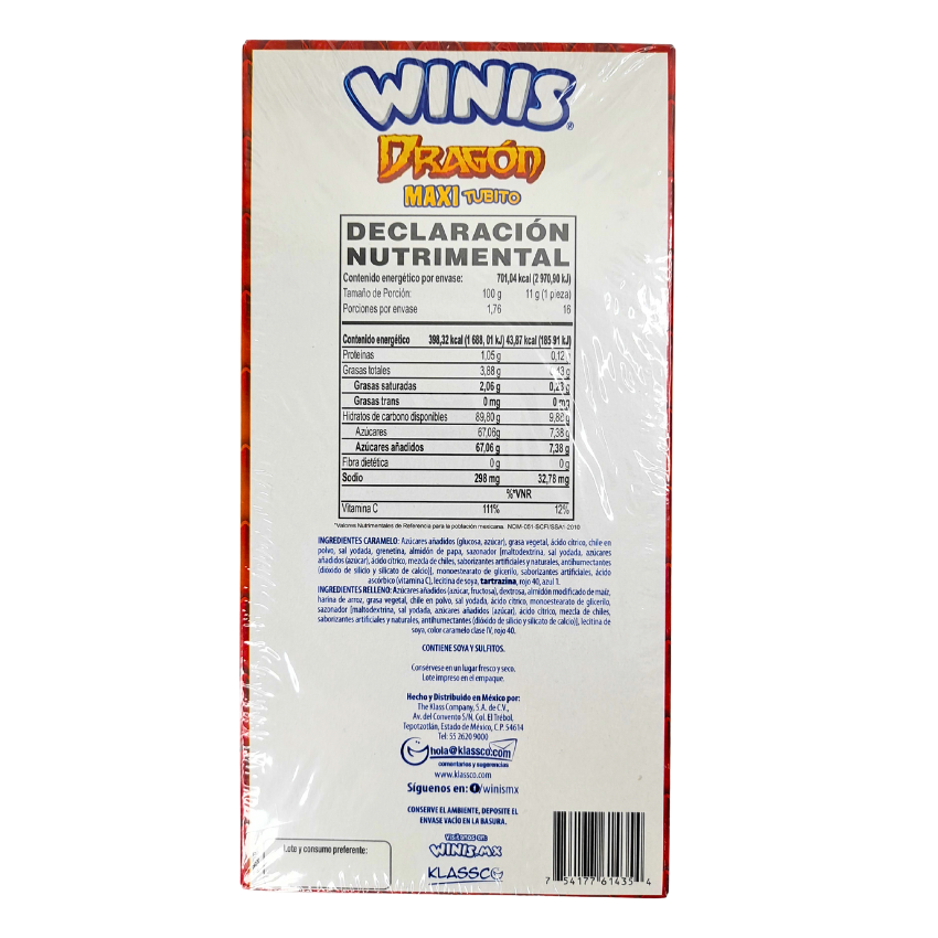 tubito de caramelo suave sabor tamarindo enchilado maxi tubito dragón winis