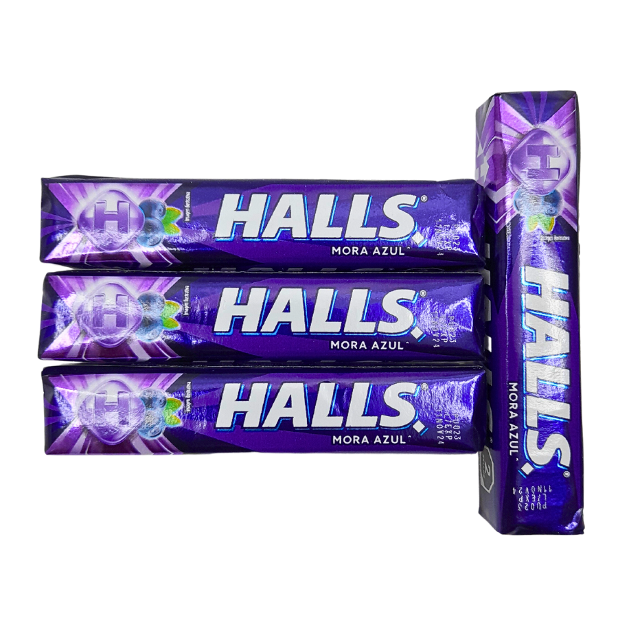 pastilla de caramelo macizo refrescante sabor mora azul halls adams