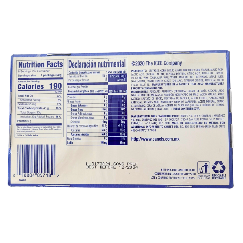 Canel’s Gomita Mini Jelly Beans Icee Mora Azul 9pz