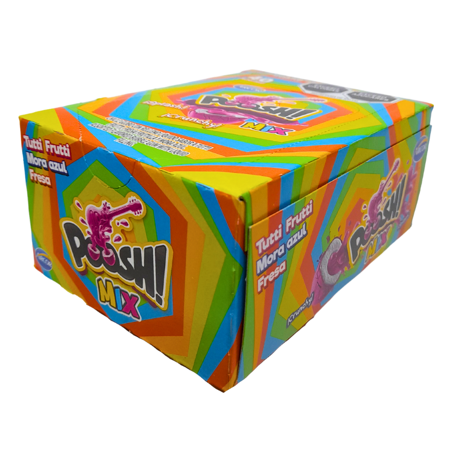 goma de mascar confitada rellena de jalea de sabor frutal poosh de arcor