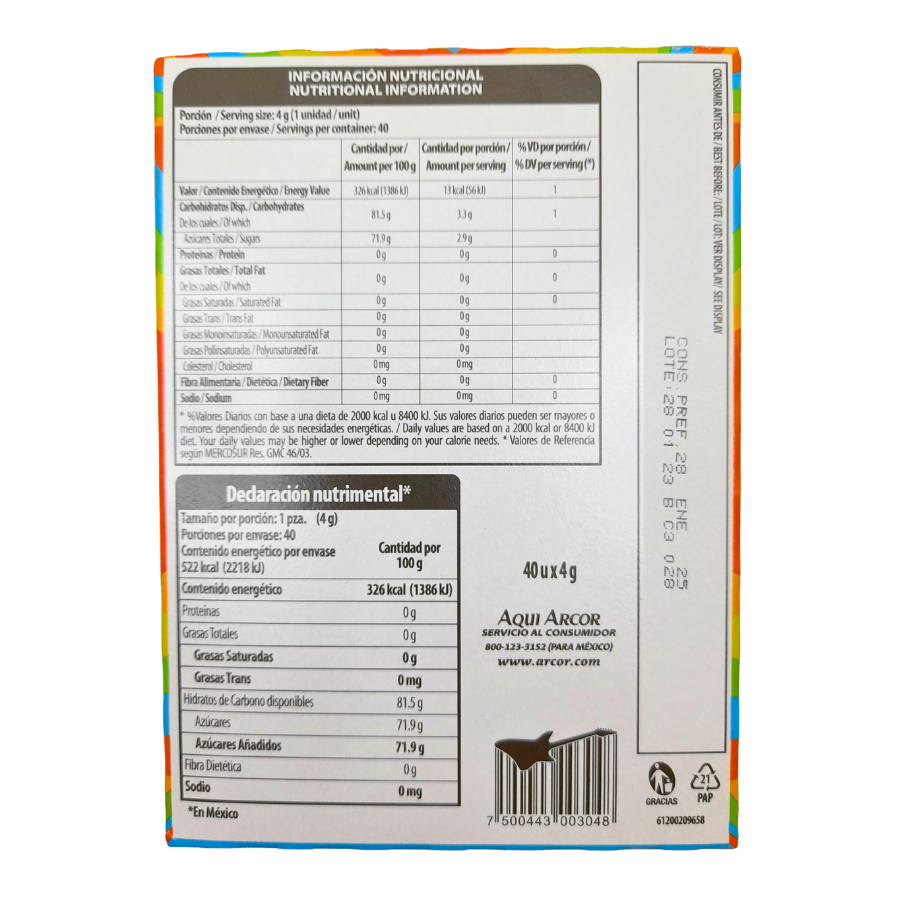 goma de mascar confitada rellena de jalea de sabor frutal poosh de arcor