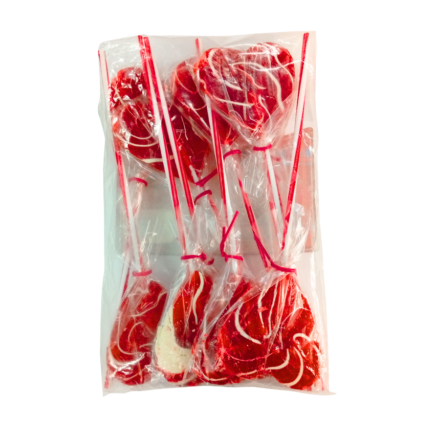 Dulces Camis Paleta de Corazón Rojo Con Blanco 300g 10p