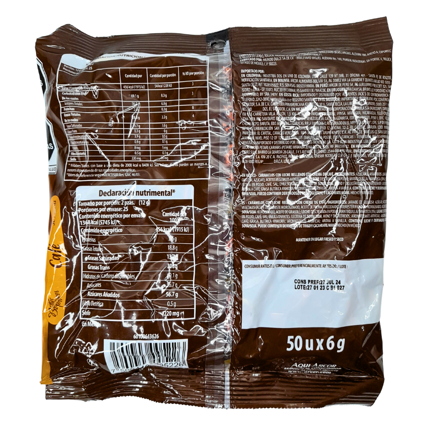 caramelo selecto cremoso con sabor café butter toffees arcor