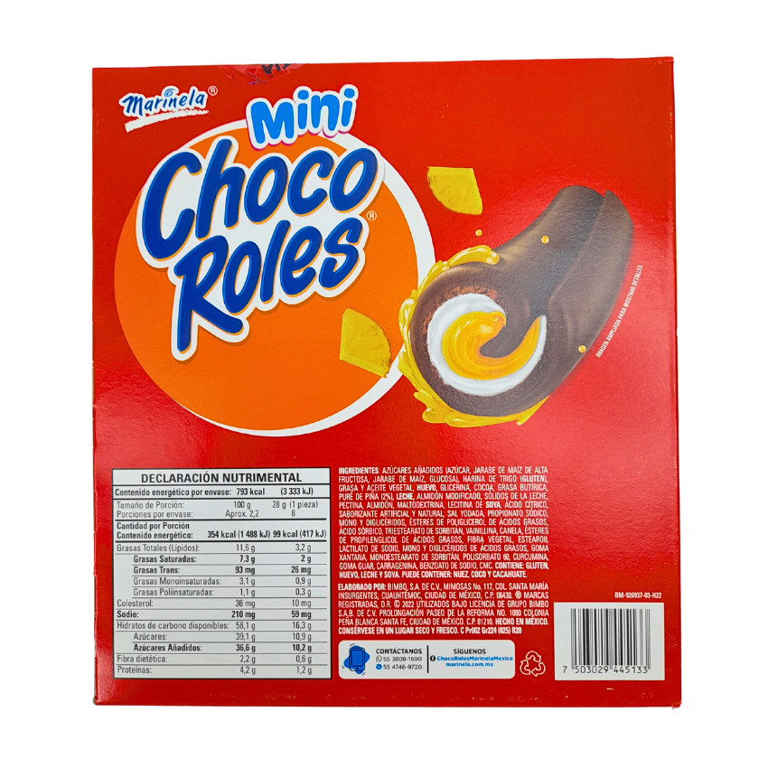 Marinela Pastelito Choco Roles Mini 8 Piezas